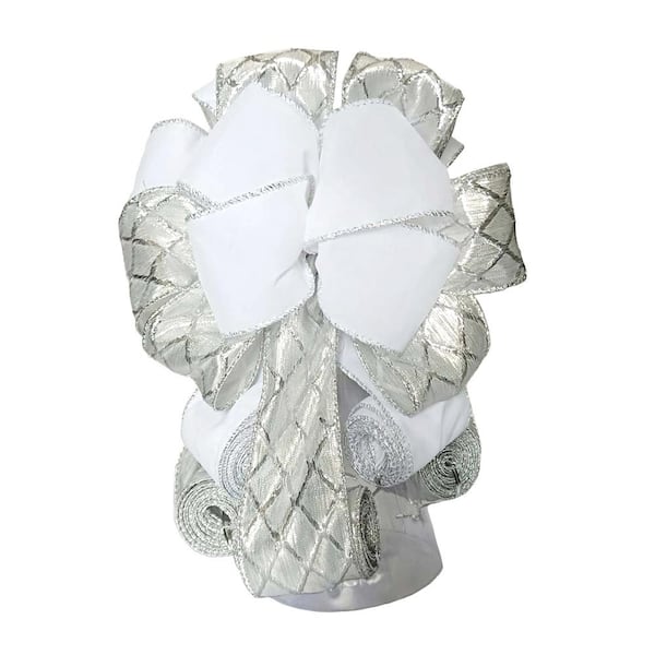 Home Accents Holiday 11 in. Ribbon Tree Topper in Silver