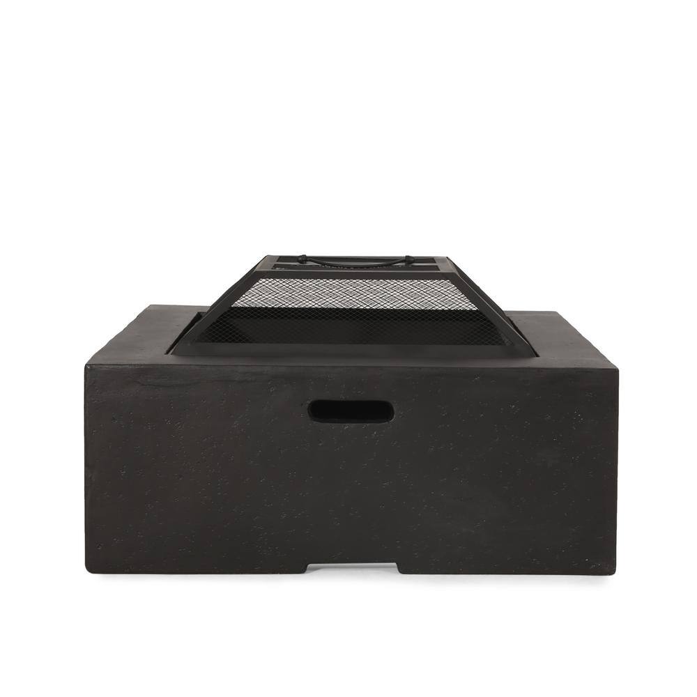 Gray Concrete Square Wood Burning Fire Pit
