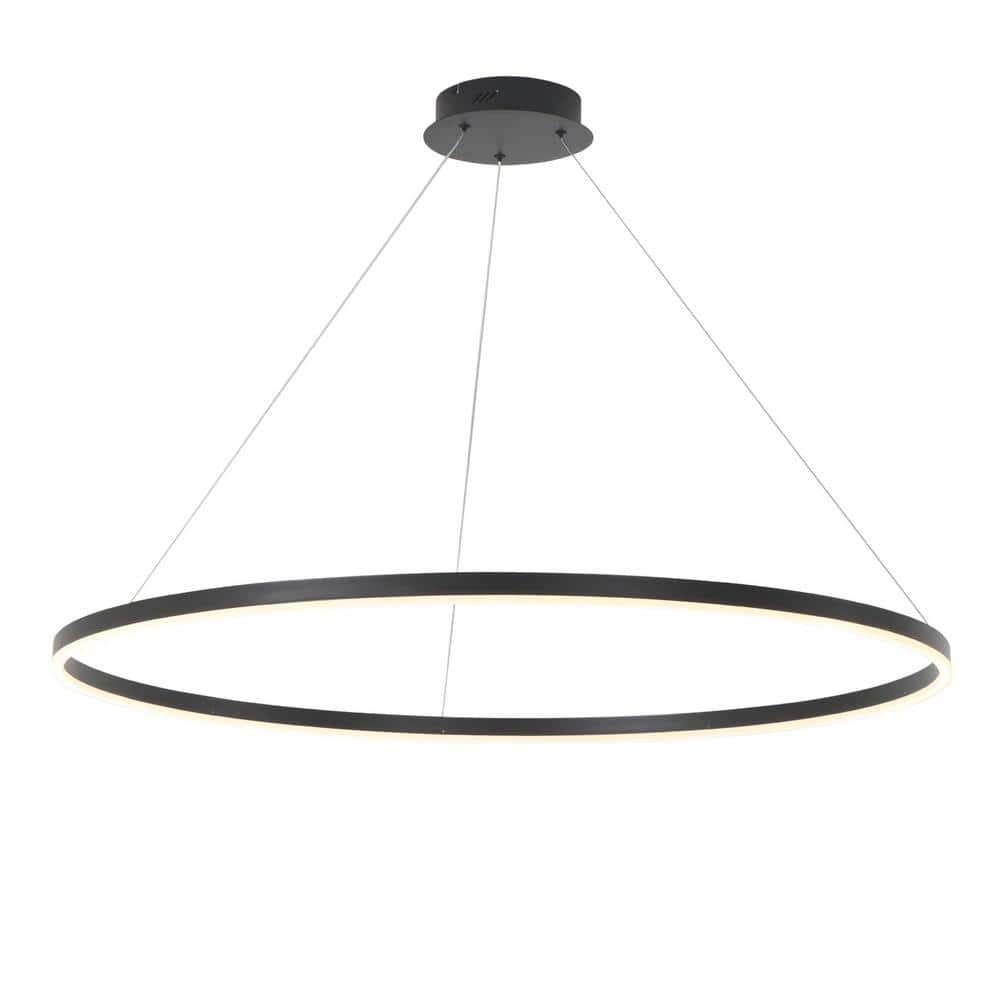 1-Light 39.4 in. Circle Dimmable Integrated LED Black Chandelier for Living Room Hotel Exibition Hall price history on PriceWatchPro