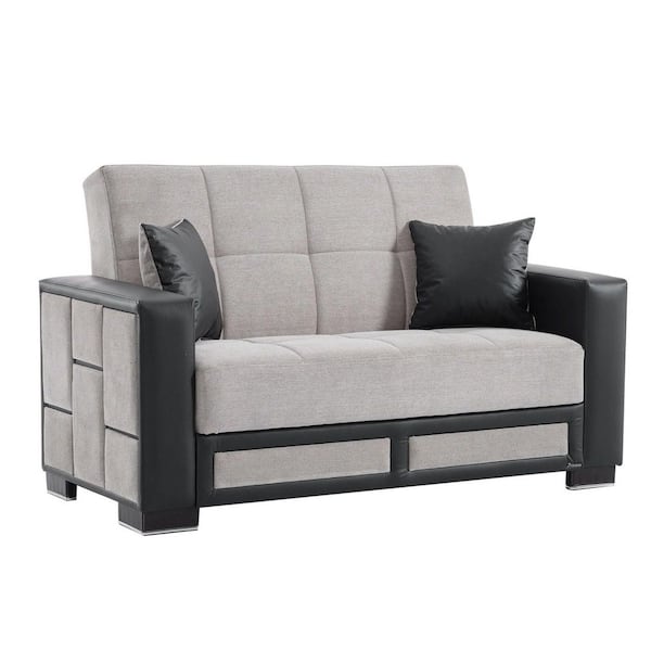 Loft Collection Convertible 62.59 in. Silver Chenille 2-Seat Loveseat with Storage