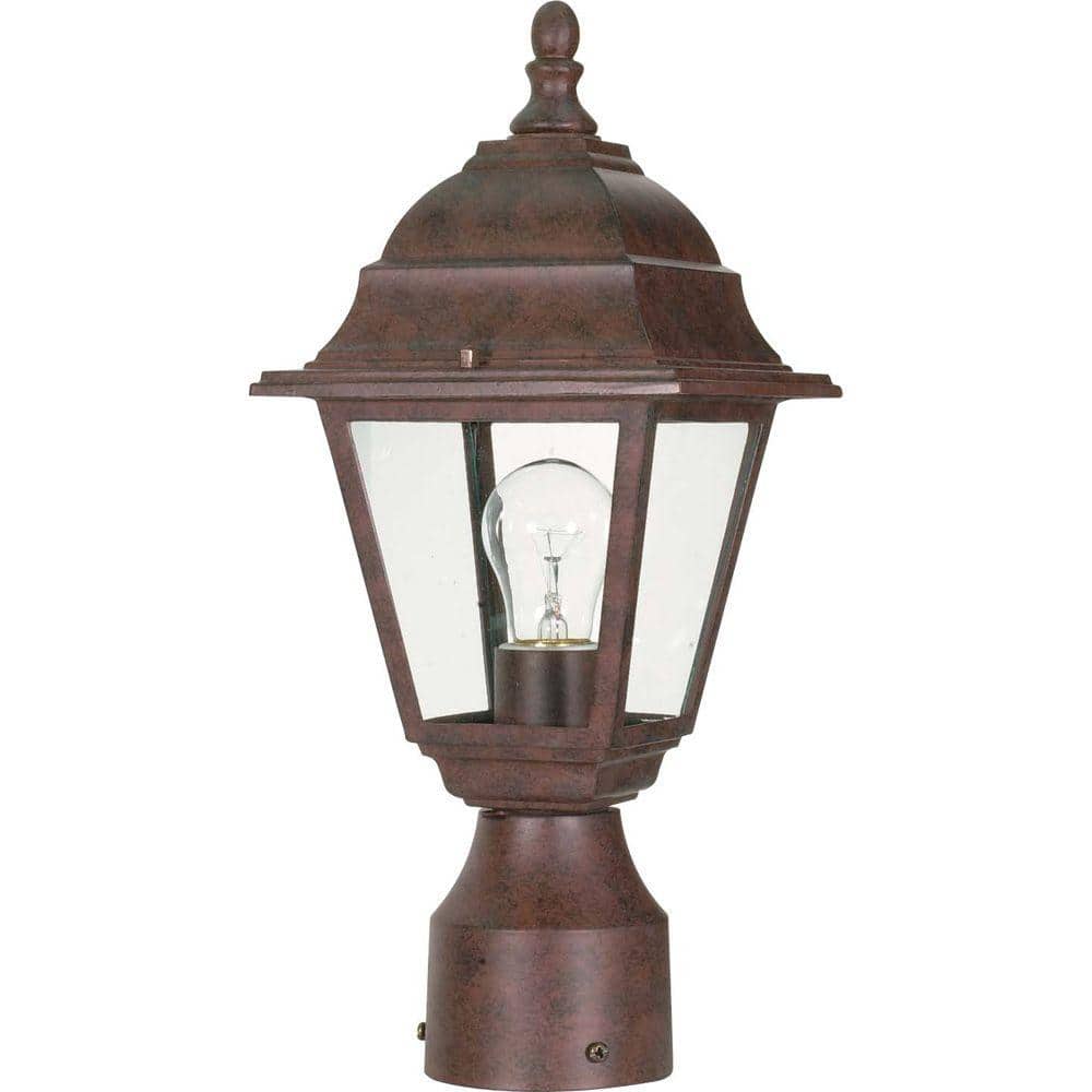 Briton 14" Old Bronze Outdoor Post Lantern with Glass