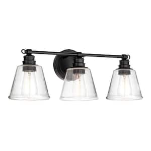 Adair 22.5 in. 3-Lights Black Modern Bathroom Vanity Light