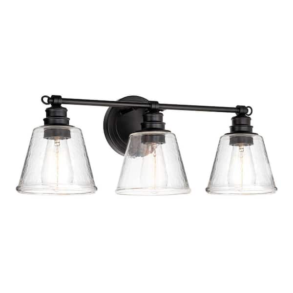 Kira Home Adair 22.5 in. 3-Lights Black Modern Bathroom Vanity Light