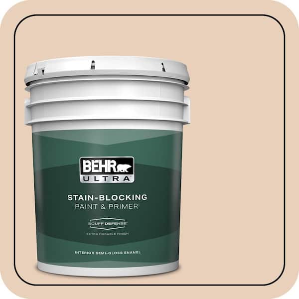 BEHR ULTRA 5 gal. #S230-1 Buff Tone Extra Durable Semi-Gloss Enamel Interior Paint & Primer