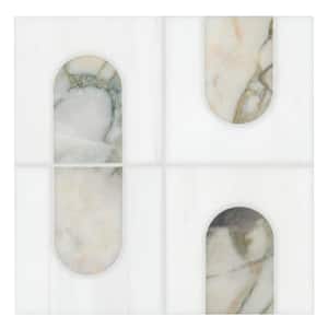 Bianco Dolomite Moderno 12 in. x 12 in. x 10mm Honed Marble Mosaic Floor and Wall Tile (9.82 sq. ft./Case)