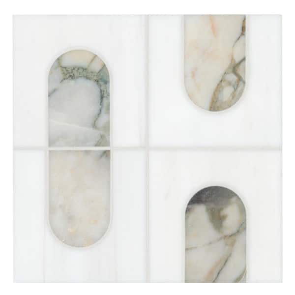 Bianco Dolomite Moderno 12 in. x 12 in. x 10mm Honed Marble Mosaic Floor and Wall Tile (9.82 sq. ft./Case)