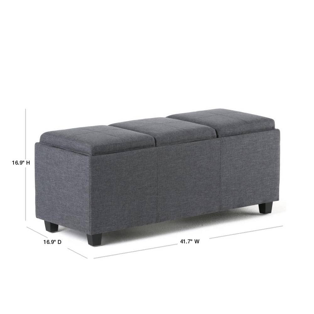 Avalon Slate Grey Extra Large Ottoman with Storage and Serving Trays