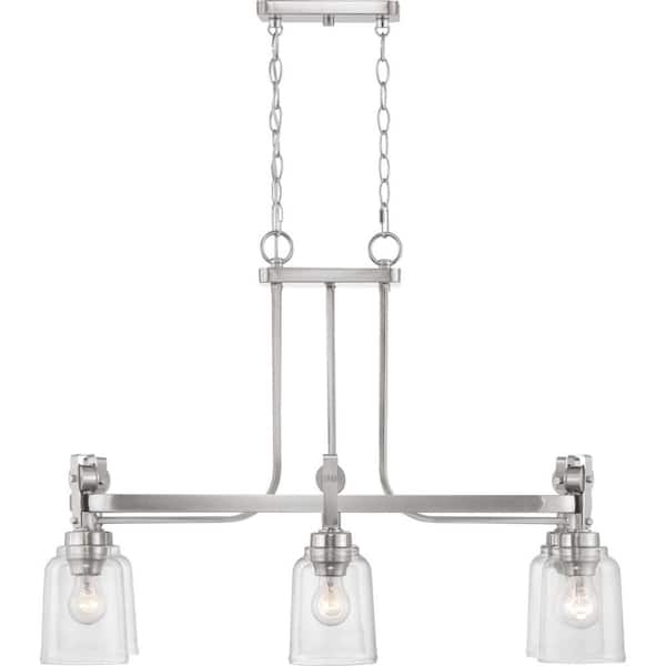 Home Decorators Collection Knollwood 6 Light Brushed Nickel Chandelier With Clear Glass Shades 7992hdcbn - Home Decorators Collection Knollwood 6 Light Chandelier