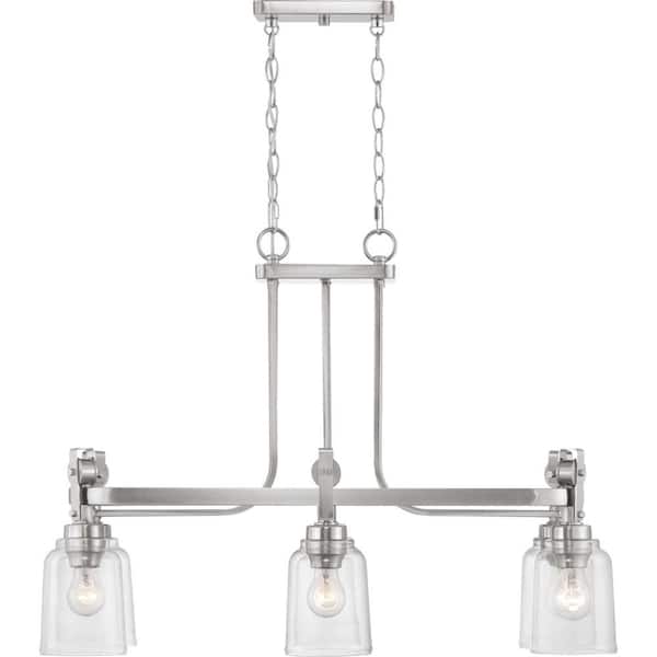 Knollwood 6-Light Brushed Nickel Chandelier with Clear Glass Shades