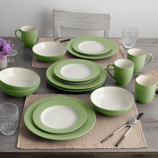Colorwave Apple 8.25 in. (Green) Stoneware Rim Salad Plates, (Set of 4)