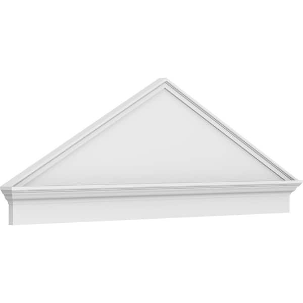 Ekena Millwork 68 in. W x 23-7/8 in. H x 2-3/4 in. P (Pitch 6/12) Peaked Cap Smooth Signature Urethane Combination Pediment, Primed Tan