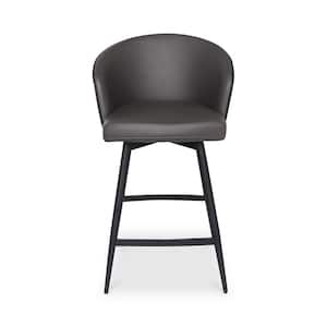 Ethan 27 in. Charcoal Grey Polyurethane Upholstery Swivel Seat Metal Counter Stool