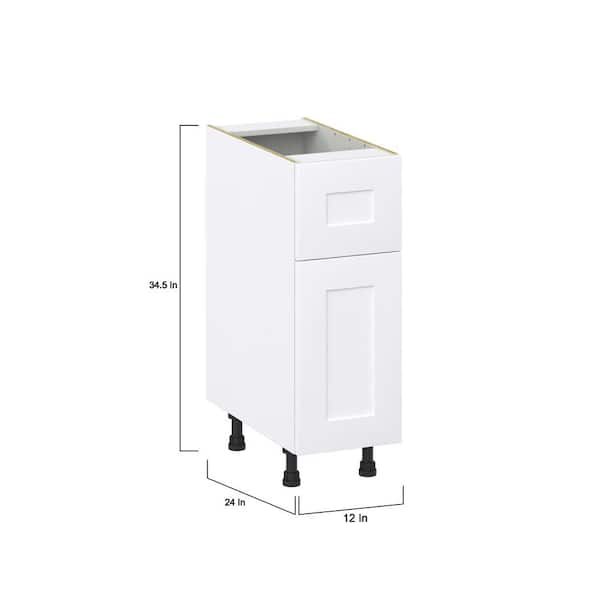 J COLLECTION Wallace Painted Shaker 12 in. W x 34.5 in. H x 24 in. D Warm White Assembled Base Kitchen Cabinet with a Drawer