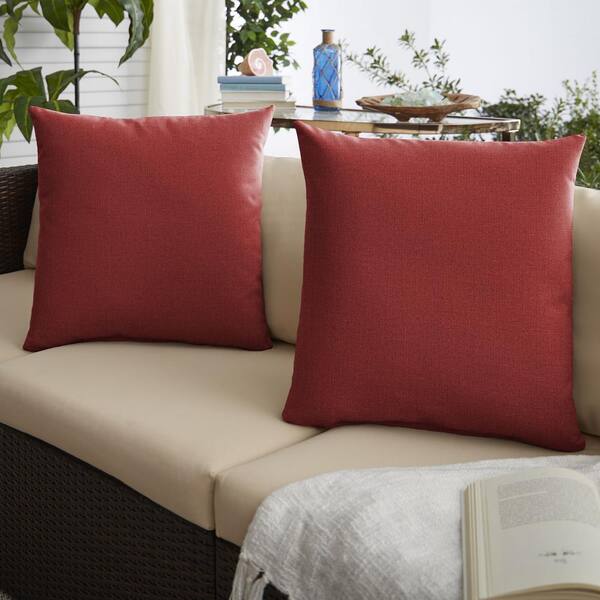 16x16 2pk Square Sunbrella Corded Indoor Outdoor Throw Pillows Coral