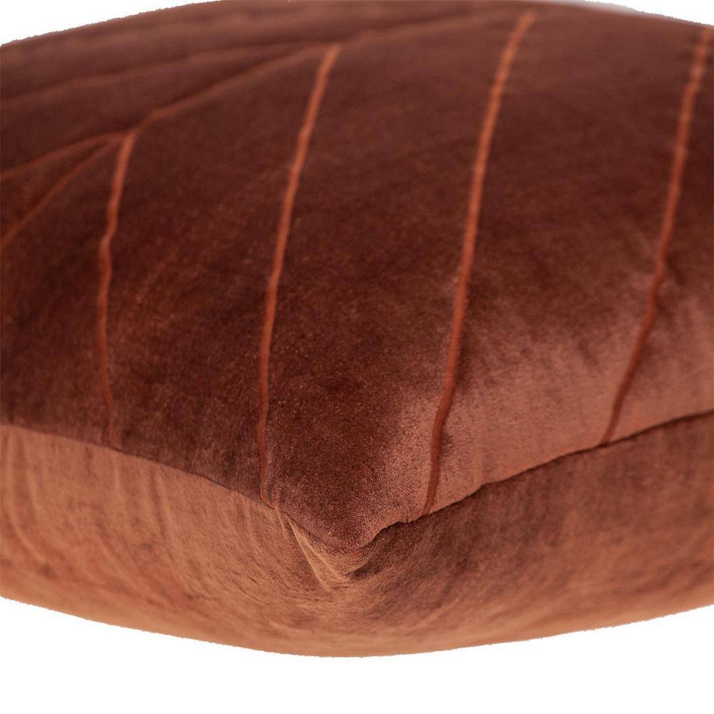 Burnt Orange Geometric Stitched Velvet Square Pillow