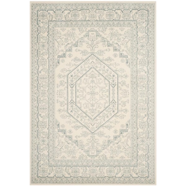 Adirondack Ivory/Slate 6 ft. x 9 ft. Border Medallion Area Rug