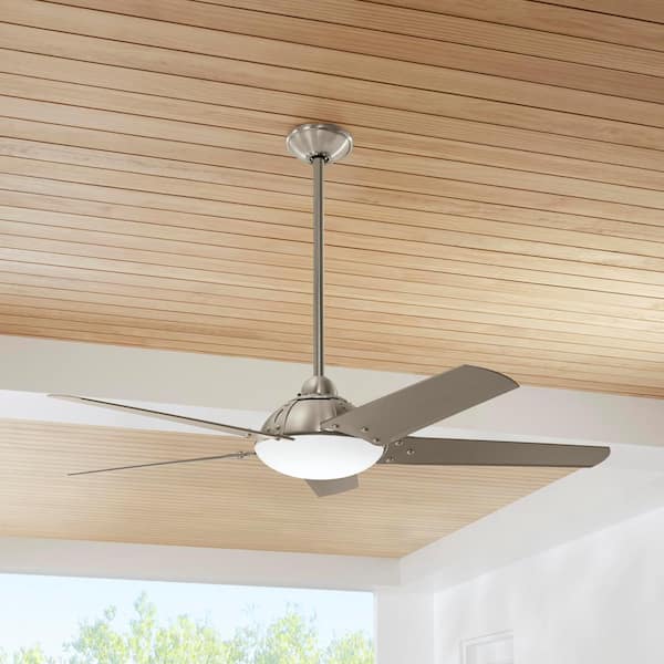 Draper 54 in. Outdoor LED Brushed Nickel Ceiling Fan with Remote Control