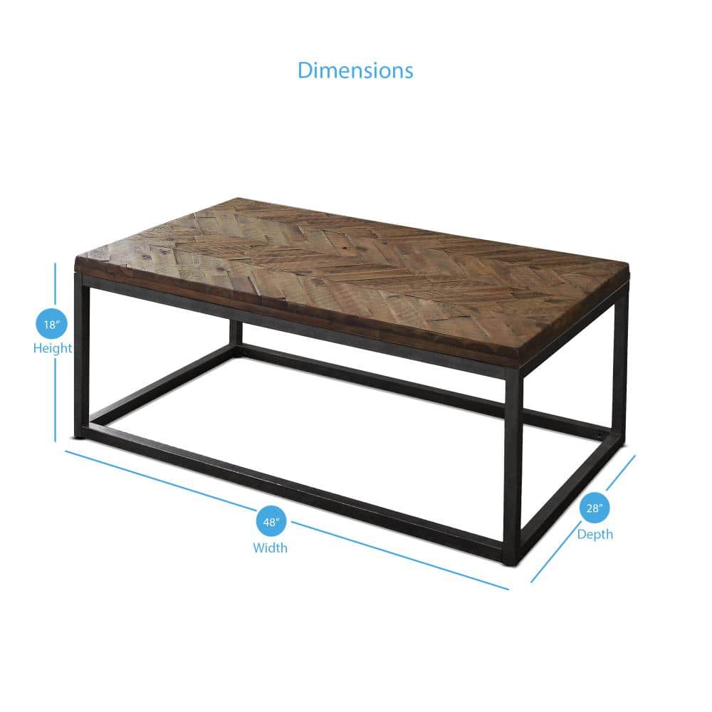 Lorenza Medium Brown Acacia Wood and Steel Rectangular Coffee Table