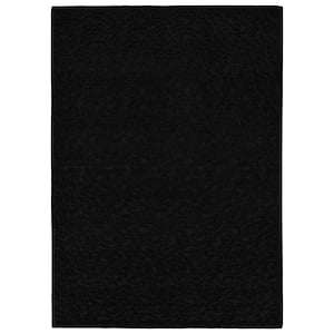 Ivy Black 3 ft. x 5 ft. Casual Tuffted Solid Color Floral Polypropylene Area Rug