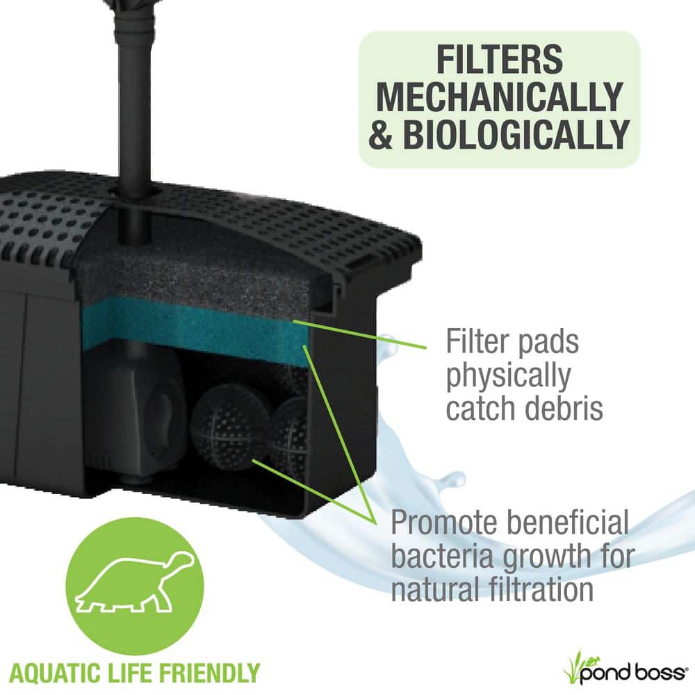 Black Medium Pond Filter Kit with Pump for 500 Gallons