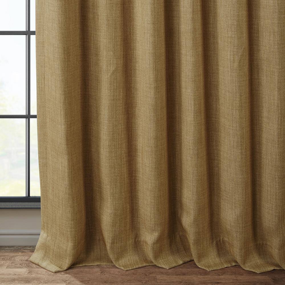 Butterscotch Faux Linen Blackout Puddle Length Window Panel