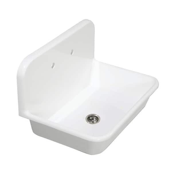 Kingston Brass Traditional Solid Surface White Stone 30 in. Single Bowl Farmhouse Kitchen Sink