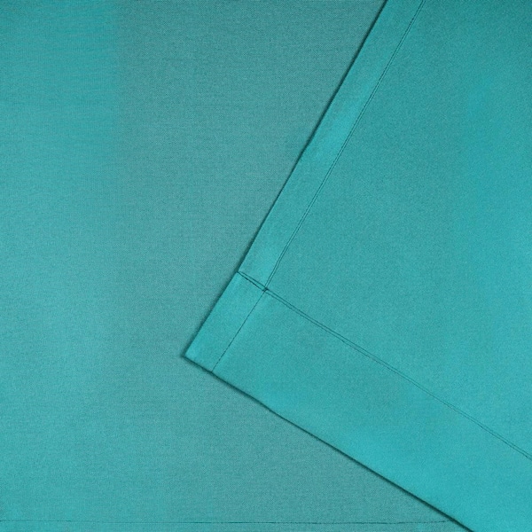 Cabana Teal Solid Light Filtering Hook-and-Loop Tab Indoor/Outdoor Curtain, 54 in. W x 84 in. L (Set of 2)