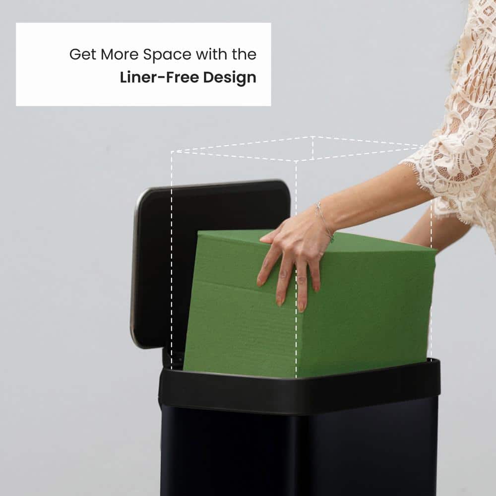 Matte Black Stainless Steel Rectangular Pedal Trash Can