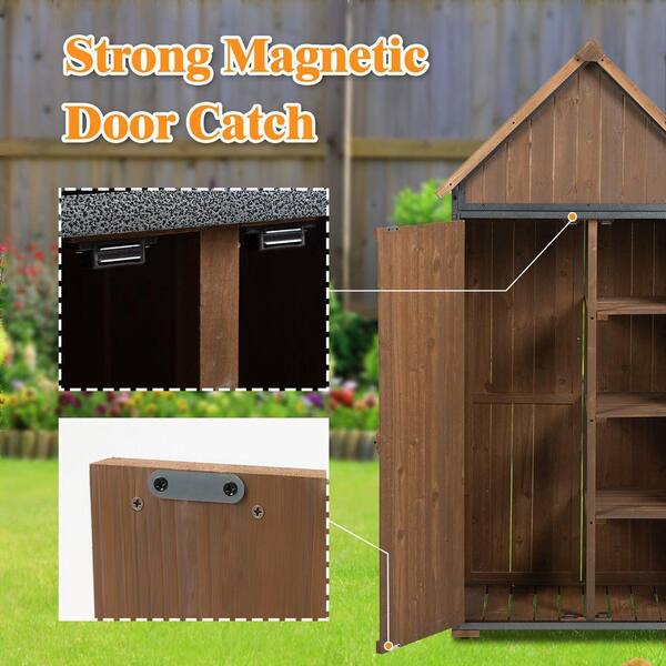 32.3 in. W x 21 in. D x 67 in. H Brown Wood Outdoor Storage