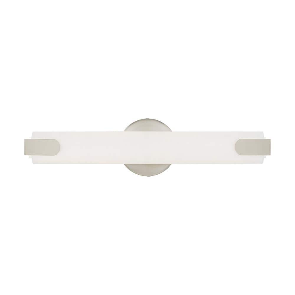 AVIANCE LIGHTING Wellmoor 17.5 in. 1-Light Brushed Nickel LED ADA Vanity Light with Satin White Acrylic Shade