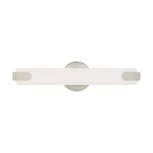 Wellmoor 17.5 in. 1-Light Brushed Nickel LED ADA Vanity Light with Satin White Acrylic Shade