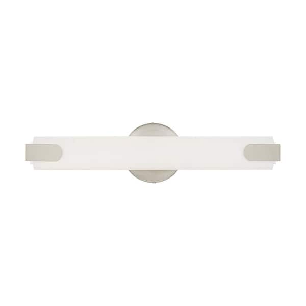 AVIANCE LIGHTING Wellmoor 17.5 in. 1-Light Brushed Nickel LED ADA Vanity Light with Satin White Acrylic Shade