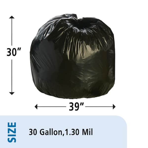 67 in. W x 79 in. H. 100 Gal. 1.3 mil Black Trash Bags (40-Count)