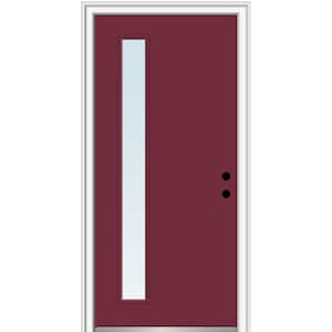 36 in. x 80 in. Viola Left-Hand Inswing 1-Lite Clear Low-E Painted Fiberglass Prehung Front Door on 4-9/16 in. Frame