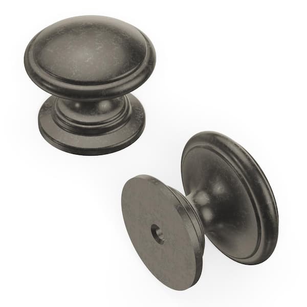 HICKORY HARDWARE Williamsburg Collection 1-1/4 in. Dia Black Nickel Vibed Finish Cabinet Door and Drawer Knob (10-Pack)