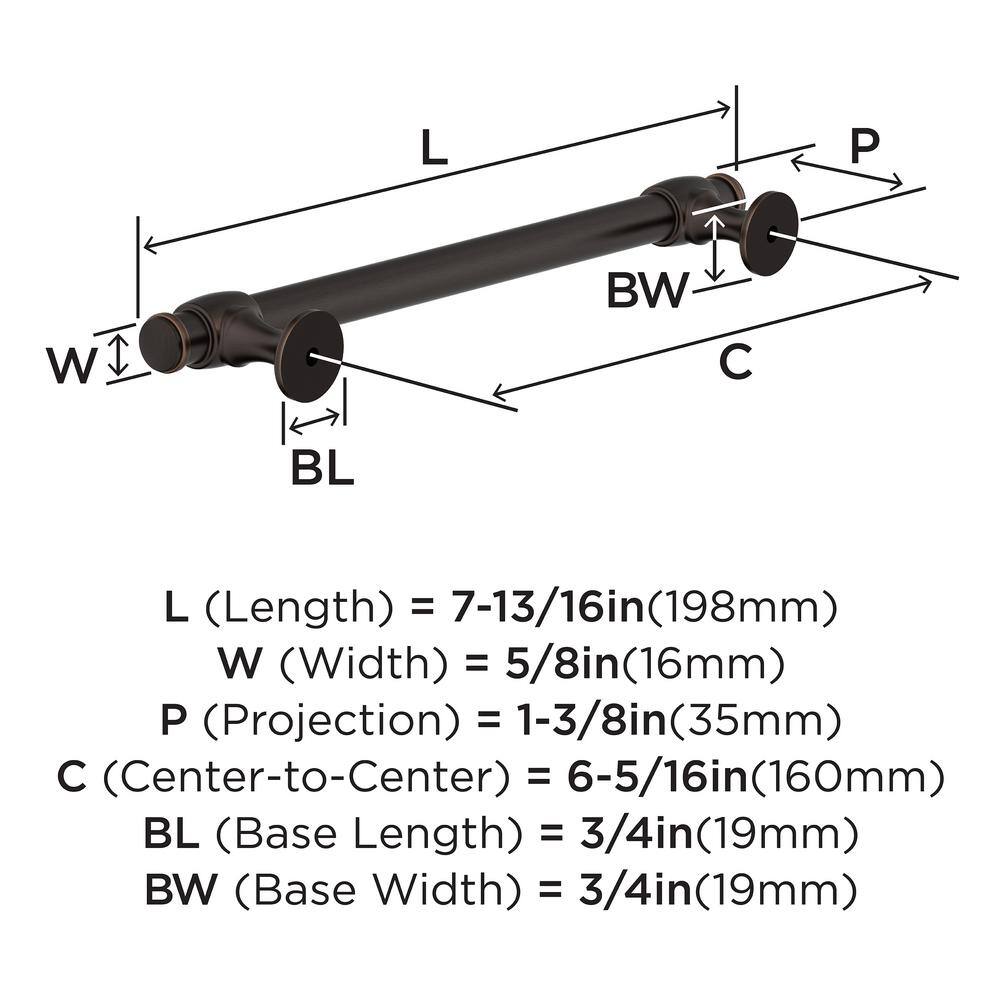 Oil Rubbed Bronze 6-5/16" Cabinet Pull with Mounting Hardware