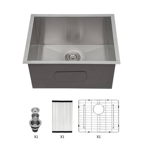 cadeninc 23 in. x 18 in. x 12 in. Single Bowl Undermount Laundry/Utility Sink with Accessories (Sink only)