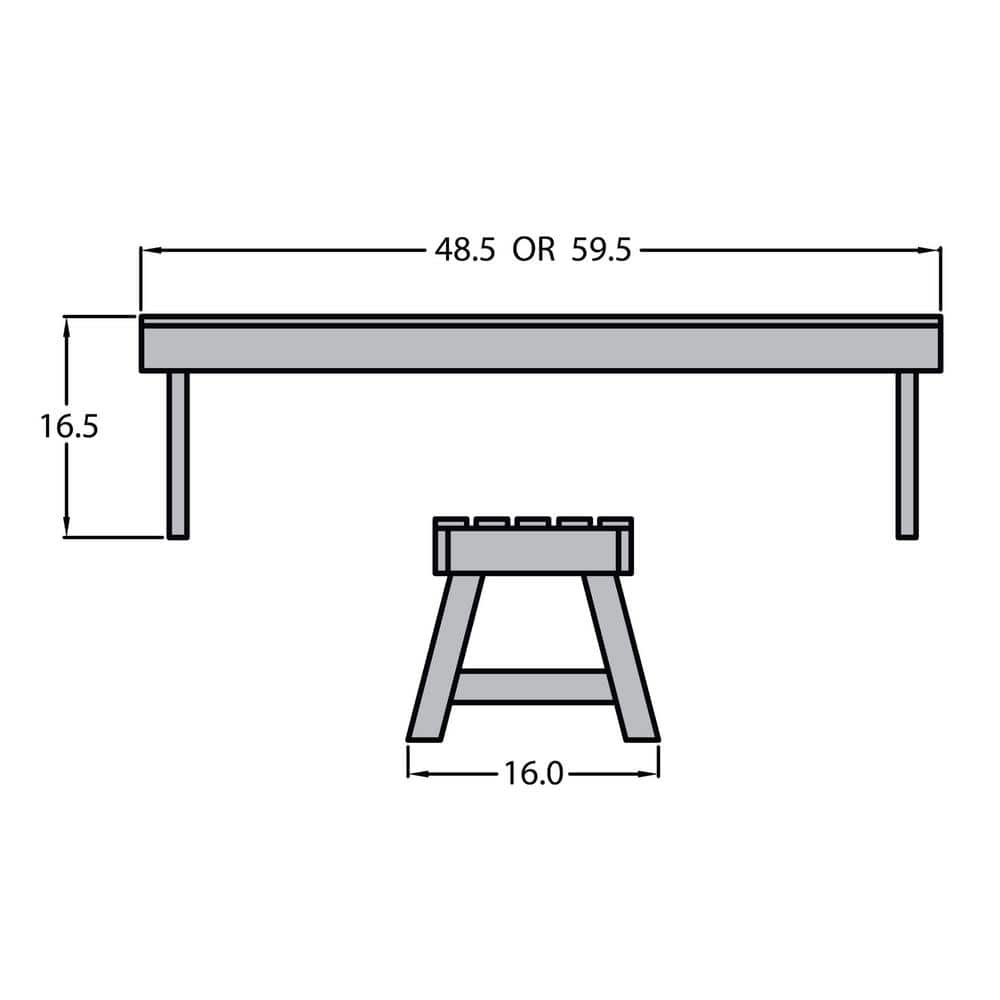 Coastal Teak Modern Backless Bench with NatureTex Surface, 56"