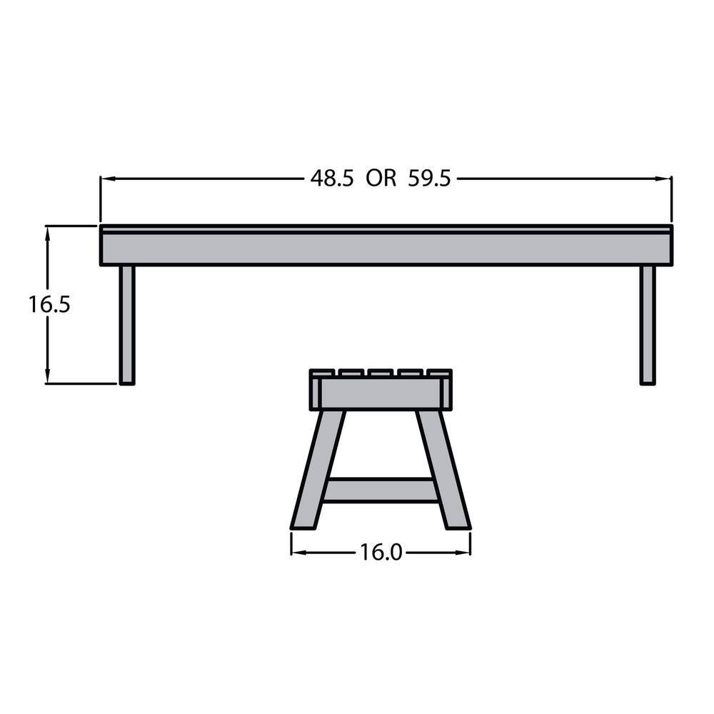 Weatherly 49" Whitewash Poly Lumber Backless Bench