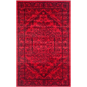 Adirondack Red/Black Doormat 3 ft. x 5 ft. Border Medallion Area Rug