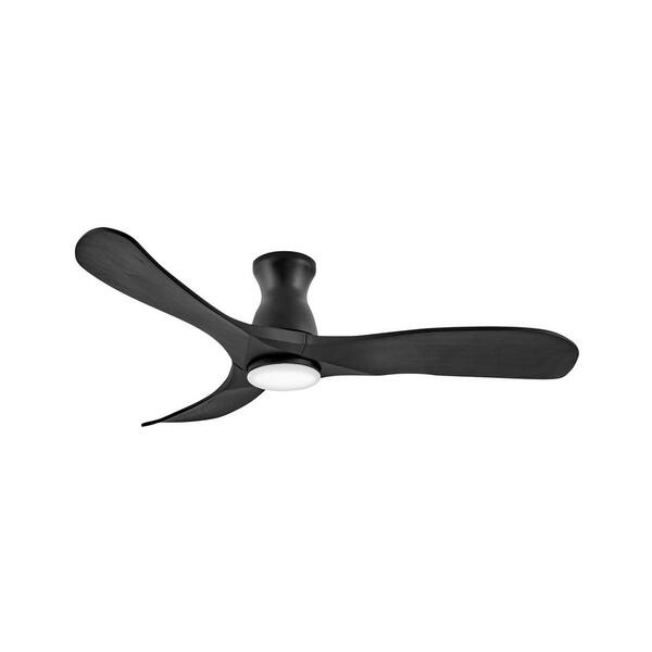 HINKLEY - Swell Flush Illuminated 56.0 in. Indoor/Outdoor Integrated LED Matte Black Ceiling Fan with Remote Control