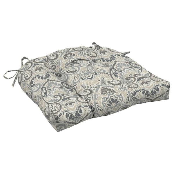 ARDEN SELECTIONS Neutral Aurora Damask Square Outdoor Wicker Chair Cushion