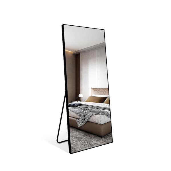 Miscool Anky 24 in. W x 65 in. H Aluminium Framed Rectangle Full Length Mirror, Floor Mirror in Black