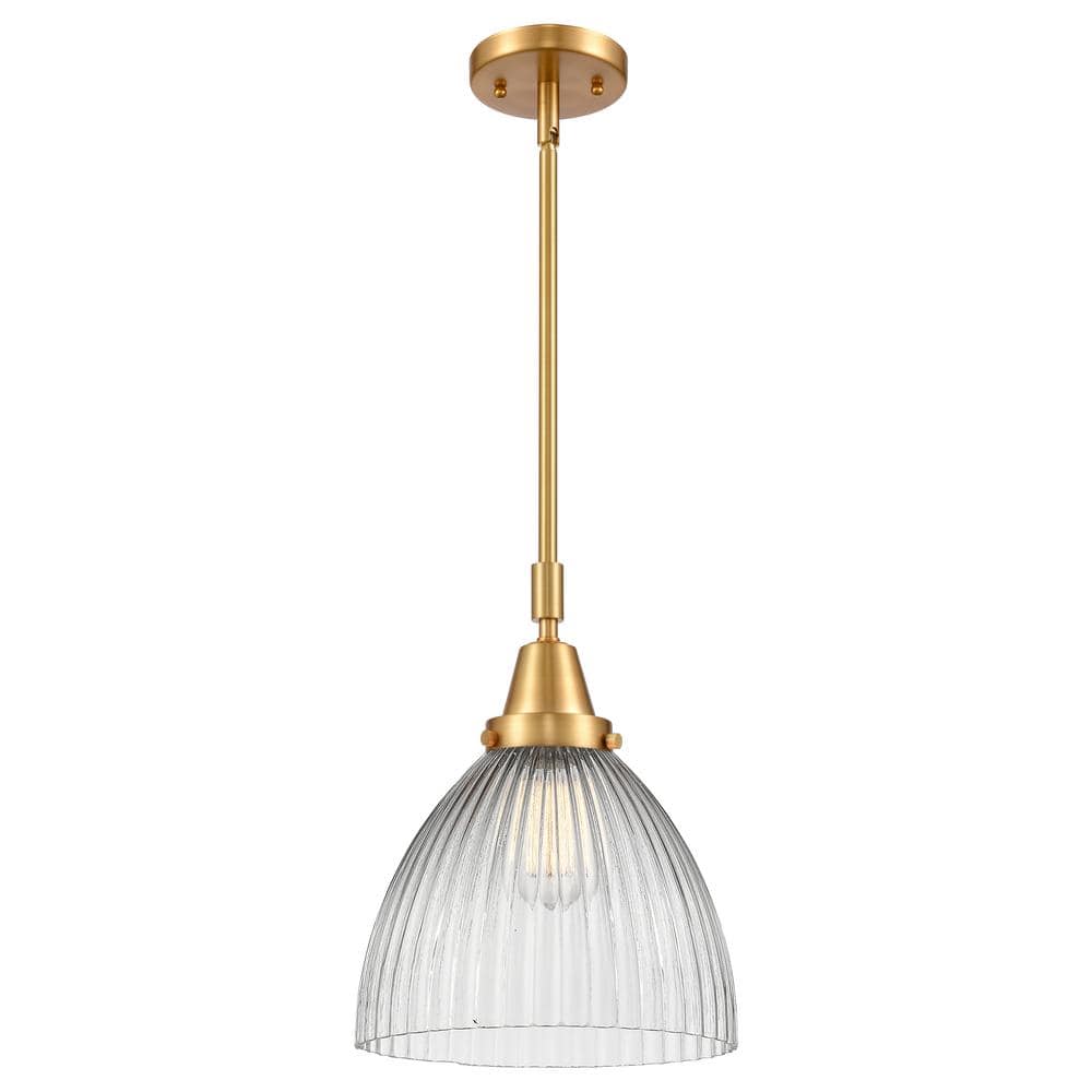 Seneca Falls 100-Watt 1-Light Satin Gold Standard Mini Pendant Light with Clear Glass Shade, No Bulbs Included price history on PriceWatchPro