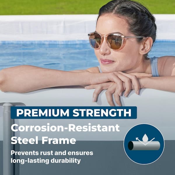 Bestway - Power Steel 31 ft. 4 in. x 16 ft. Rectangular 52 in. Deep Above Ground Pool Set