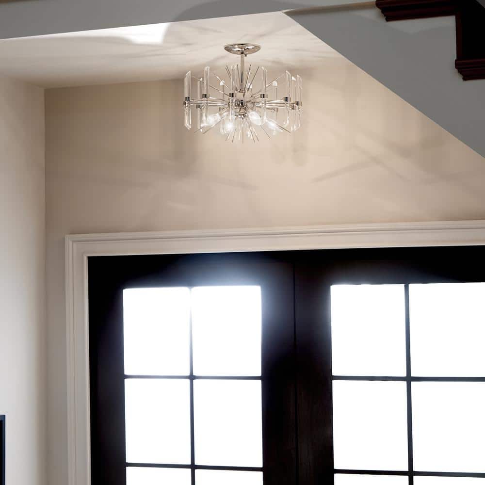 Eris Crystal Globe 16" Polished Nickel 4-Light Semi-Flush Ceiling Fixture