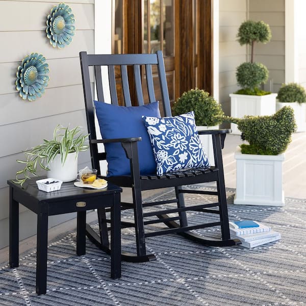 18 in. x 18 in. Black Slatted Wood Outdoor Side Table
