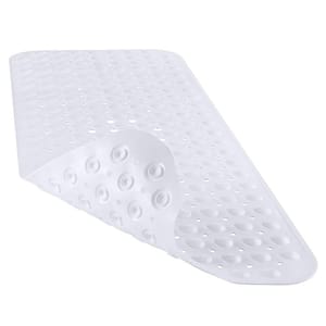 16 in. x 40 in. Non-Slip Bathtub Mat with Suction Cups and Drain Holes in White