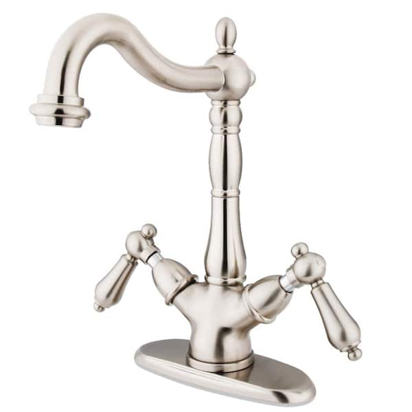 Kingston Brass Heritage Single Hole 2-Handle Bathroom Faucet in Brushed Nickel