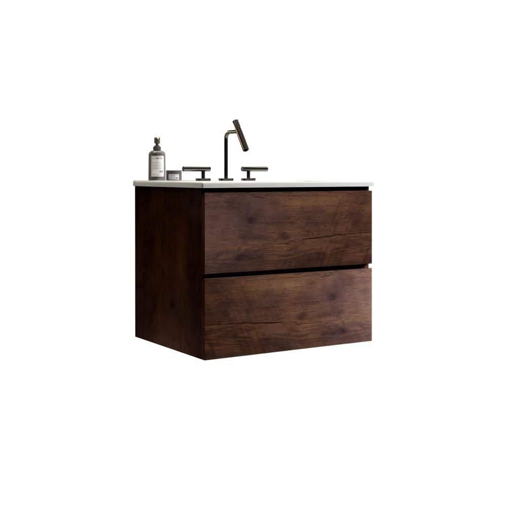 " 24 in. Single Sink Floating Walnut Bath Vanity with White Ceramic Top" price history on PriceWatchPro